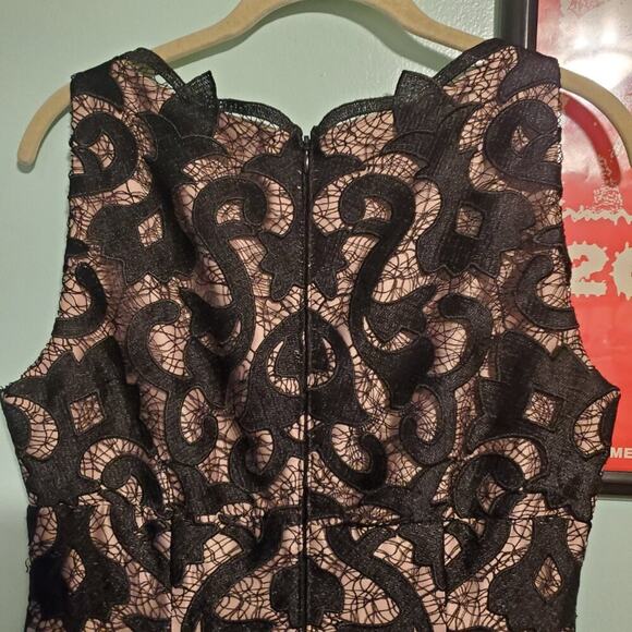 ADRIANNA PAPELL BLACK NUDE SLEVELESS GUIPURE MERMAID GOWN SIZE US 8 - Picture 7 of 14